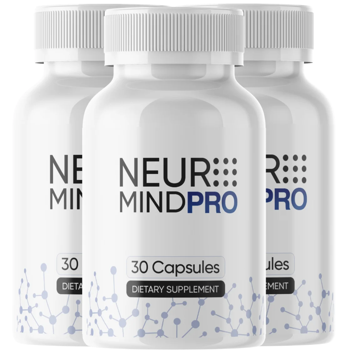 NeuroMind Pro 3-bottle package showing supplement design